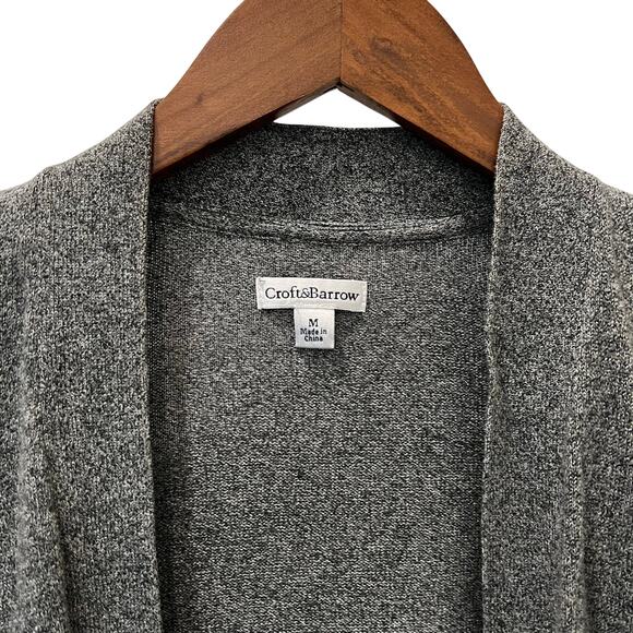 Croft & Barrow Gray Cotten Blend Open Front Cardigan Size Medium - Picture 3 of 10